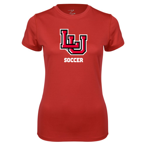  Womens Red Performance Short Sleeve Tee - Soccer