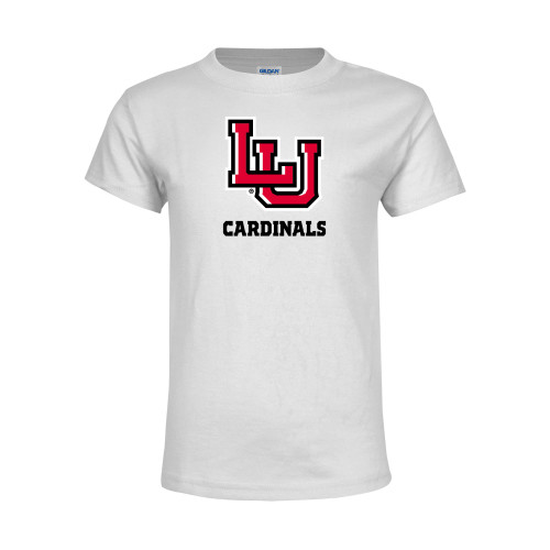  Youth White T Shirt - LU Cardinals Stacked