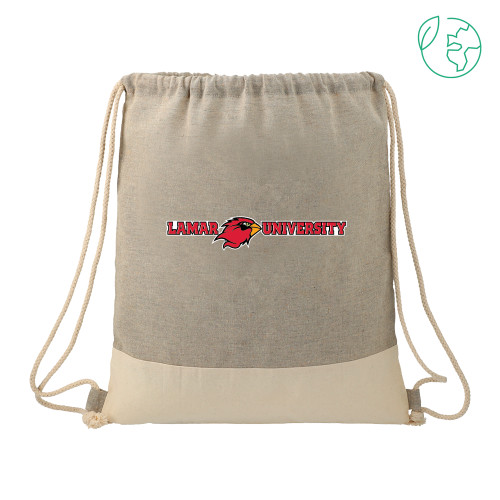 Lamar Split Recycled Cotton Grey/Natural Drawstring Bag