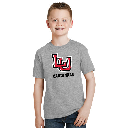  Youth Grey T-Shirt - LU Cardinals Stacked