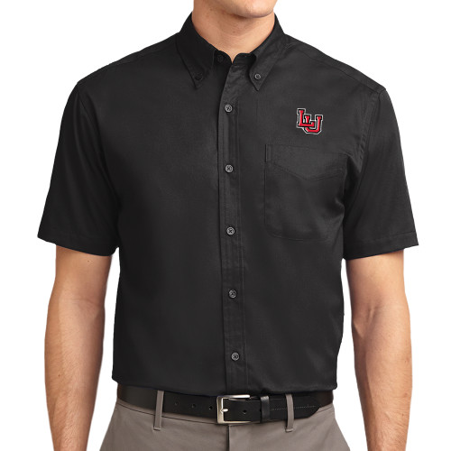 Lamar Black Twill Button Down Short Slee