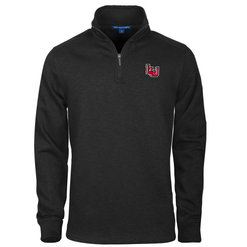 Lamar Black Slub Fleece 1/4 Zip Pullov