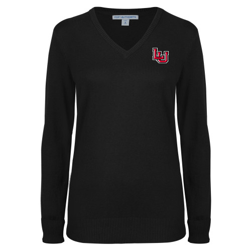  Womens Black VNeck Sweater - Interlocking LU