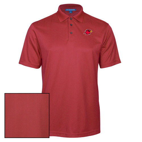  Red Performance Fine Jacquard Polo - Cardinal Head