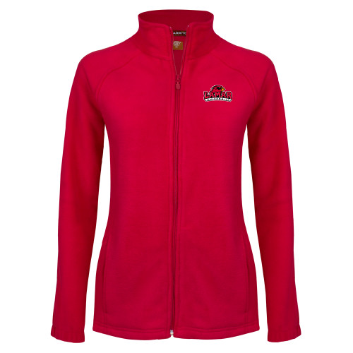  Womens Red Fleece Full Zip Jacket - Primary Mark