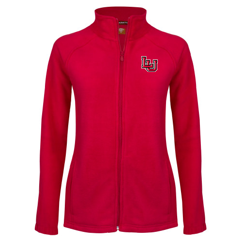  Womens Red Fleece Full Zip Jacket - Interlocking LU