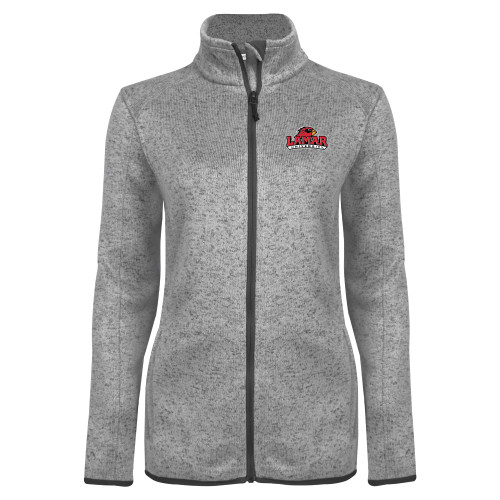  Womens Grey Heather Fleece Jacket - Primary Mark