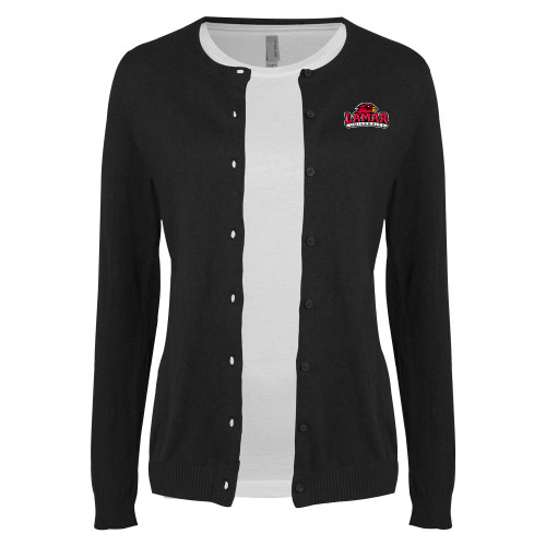  Womens Black Cardigan Sweater - Primary Mark