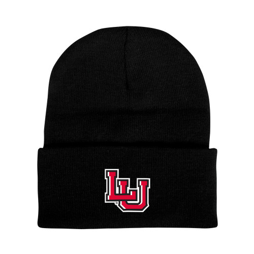  Black Knit Beanie w/Cuff - Interlocking LU