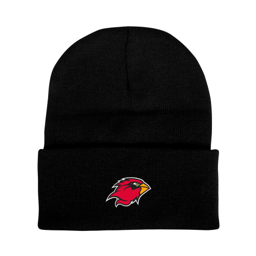  Black Knit Beanie w/Cuff - Cardinal Head
