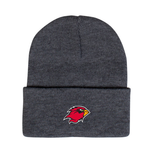  Grey Knit Beanie w/Cuff - Cardinal Head