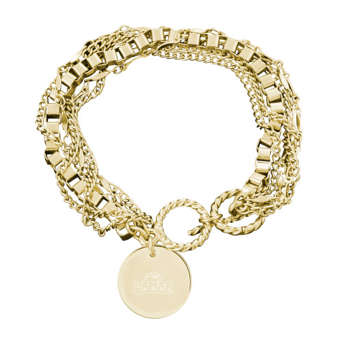 Lamar Olivia Sorelle Gold Round Pendant Multi strand Bracelet