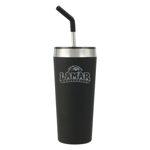 Lamar Faye Black Vacuum Tumbler w/ Stainless Steel Straw 20 oz