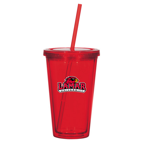 Lamar Madison Double Wall Red Tumbler w/Straw 16oz