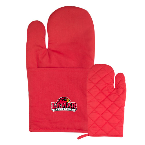  Quilted Canvas Red Oven Mitt - Primary Mark