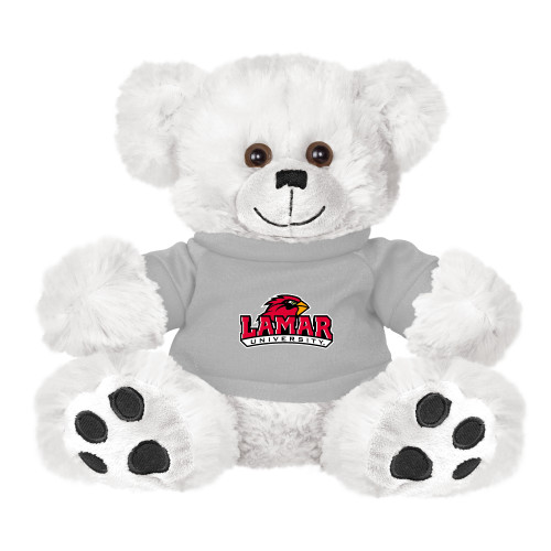 Lamar Plush Big Paw 8 1/2 inch White Bear w/Grey Shirt