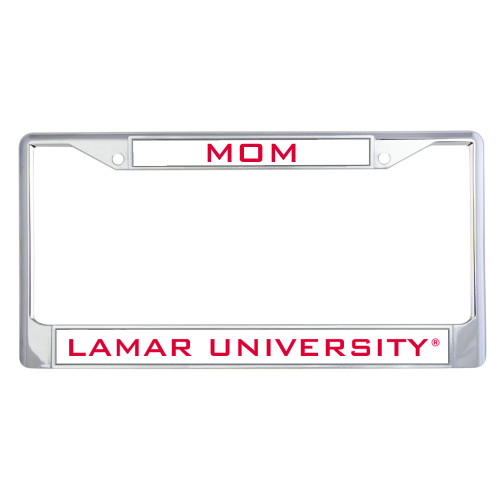 Lamar Mom Metal License Plate Frame in Chrome