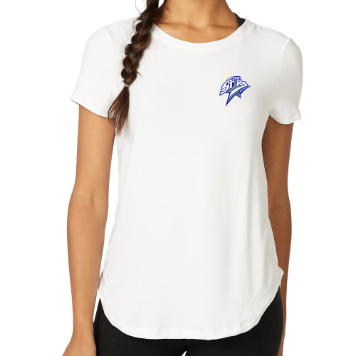 Beyond Yoga Womens Cloud White On The Down Low Short Sleeve Tee  - Athletics Mark