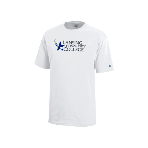  Champion Youth White Short Sleeve Tee - Primary Mark
