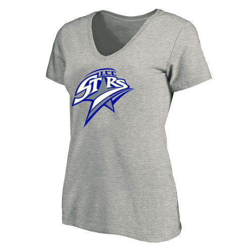  Womens Plus Heather Grey V Neck T Shirt - Athletics Mark