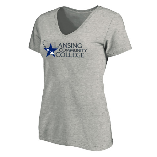  Womens Plus Heather Grey V Neck T Shirt - Primary Mark