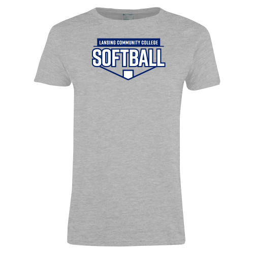  Womens Grey Short Sleeve Tee - LCC Softball