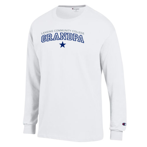  Champion White Long Sleeve T Shirt - LCC Grandpa