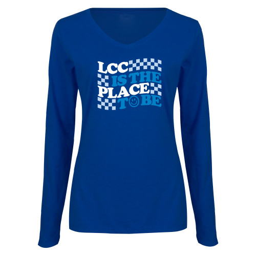  Womens Royal Long Sleeve V Neck Tee  - LCC IS THE PLACE TO BE