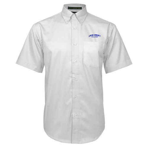  White Twill Button Down Short Sleeve - Lansing CC Stacked