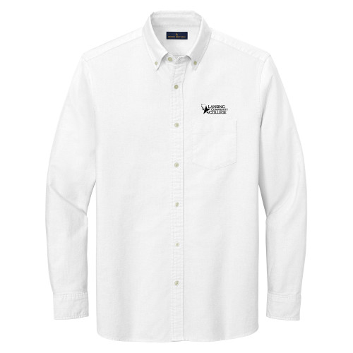  Brooks Brothers Mens White Casual Oxford Cloth Shirt - Primary Mark