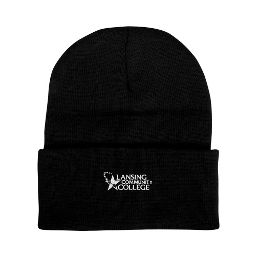  Black Knit Beanie w/Cuff - Primary Mark