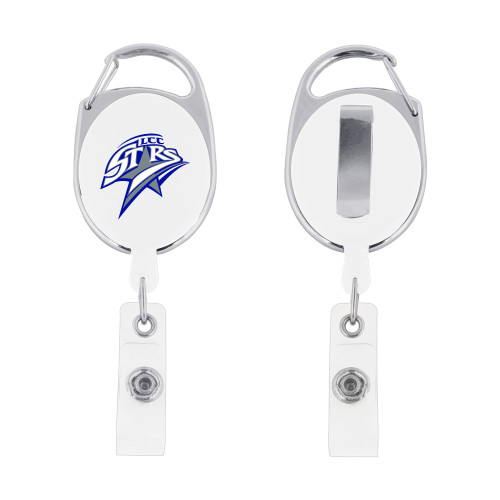  White Oval Retractable Badge Holder w/Clip - Athletic Mark