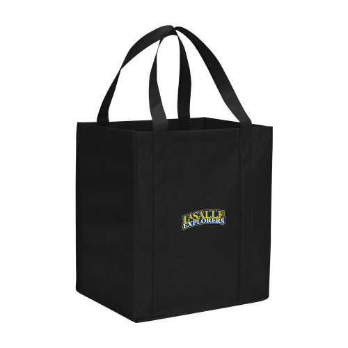 Non Woven Black Grocery Tote - Wordmark Stacked