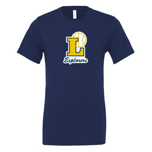  Bella + Canvas Navy Jersey Cotton T Shirt - L Explorers Basketball Script
