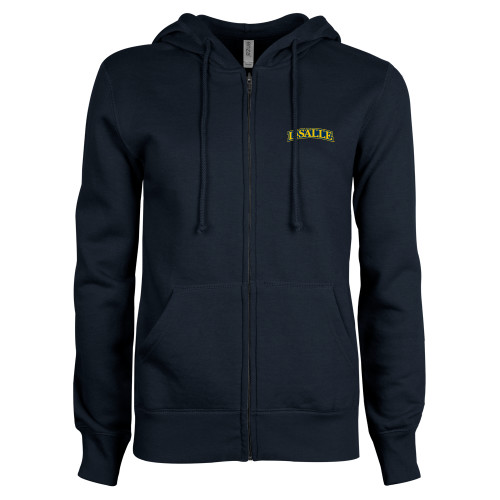  ENZA Womens Navy Fleece Full Zip Hoodie - Wordmark