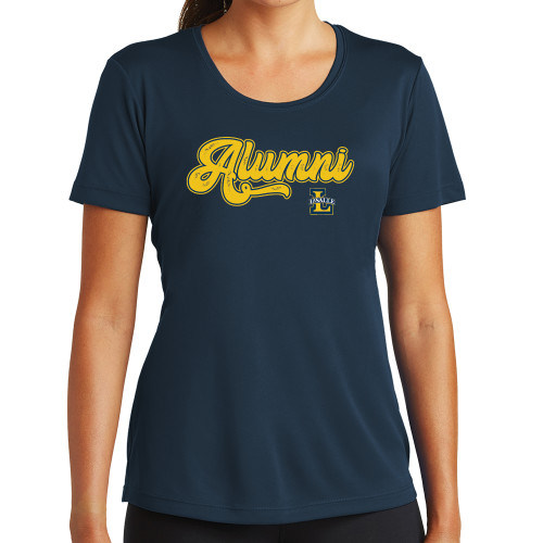 Womens Navy Performance Tee - Alumni Script