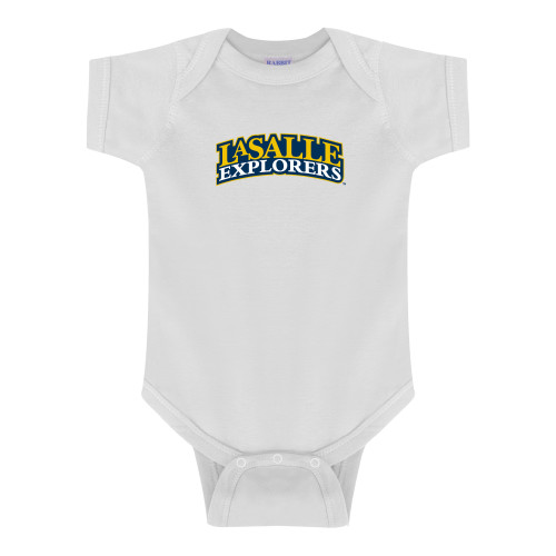  White Infant Onesie - Wordmark Stacked