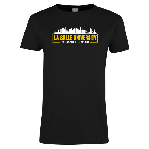  Womens Black Short Sleeve Tee - Philadelphia Skyline