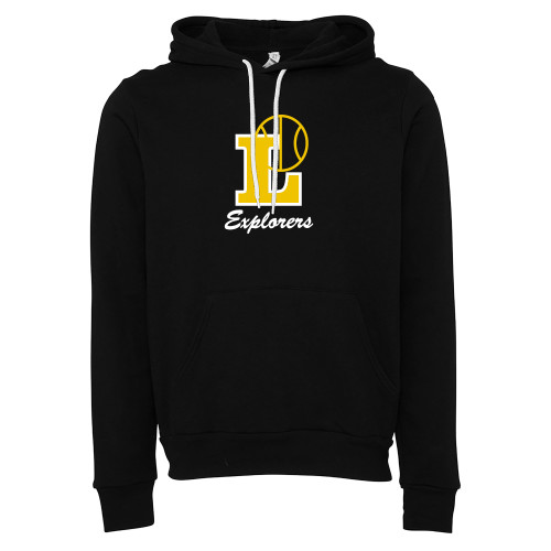  Bella + Canvas Black Fleece Hood - L Explorers Basketball Script
