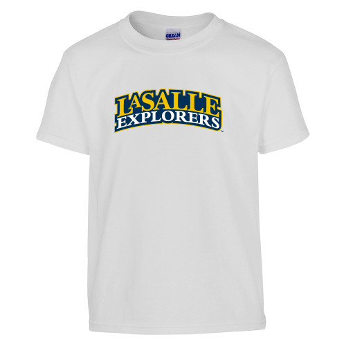  Youth White T Shirt - Wordmark Stacked