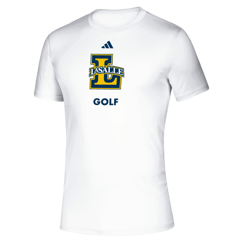  Adidas White Pregame Performance Tee - Adidas La Salle Golf