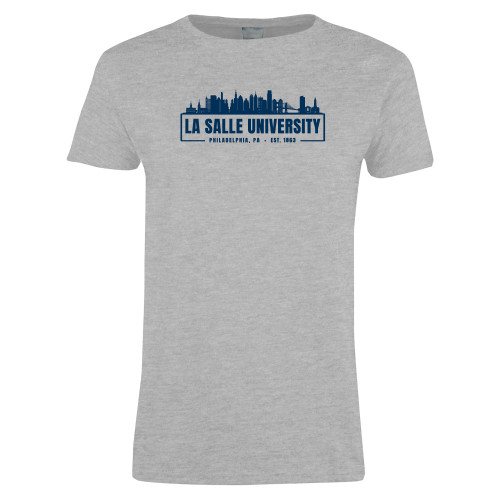  Womens Grey Short Sleeve Tee - Philadelphia Skyline