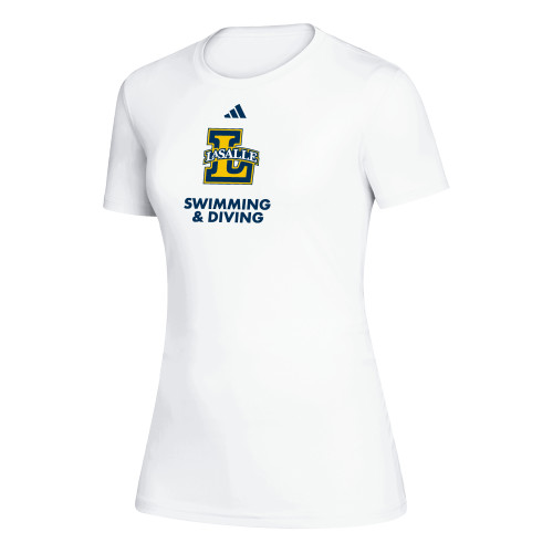  Adidas Womens White Creator Performance Tee - Adidas La Salle Swimming and Diving