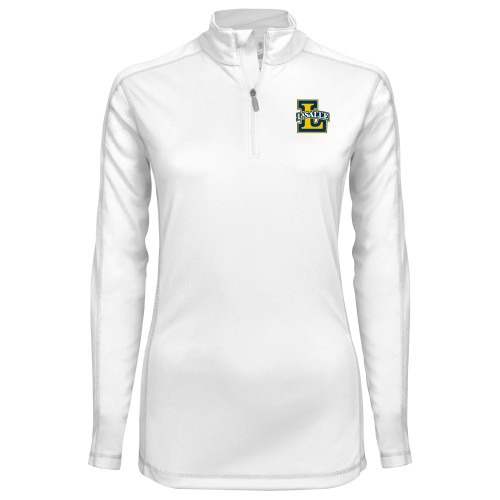 Syntrel Womens White Interlock 1/4 Zip - Primary Mark