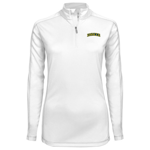  Syntrel Womens White Interlock 1/4 Zip - Wordmark
