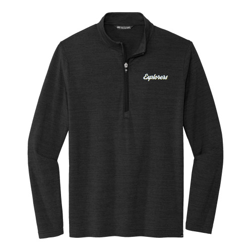  TravisMathew Black Crestview 1/4 Zip Pullover - Explorers Script