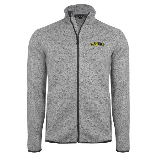  Grey Heather Sweater Fleece Jacket - Wordmark