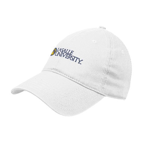  White Unstructured Adjustable Low Profile Hat - Institutional Mark