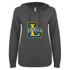 Thumbnail image for  ENZA Womens Dark Heather V Notch Raw Edge Fleece Hoodie