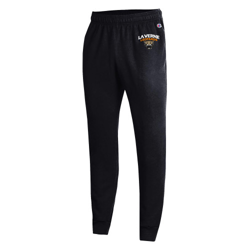 Champion Black Powerblend Fleece Jogger - University of La Verne  Leopards Arched with Mascot Stacked